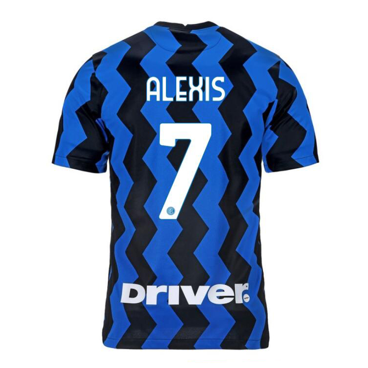 Kinder Fußball Alexis Sanchez #7 Heimtrikot Blau Schwarz Trikot 2020/21 Hemd