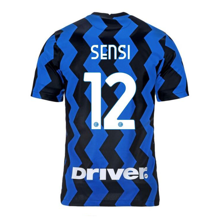 Kinder Fußball Stefano Sensi #12 Heimtrikot Blau Schwarz Trikot 2020/21 Hemd