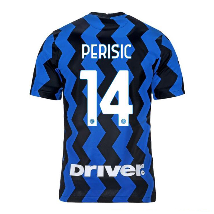 Kinder Fußball Ivan Perisic #14 Heimtrikot Blau Schwarz Trikot 2020/21 Hemd