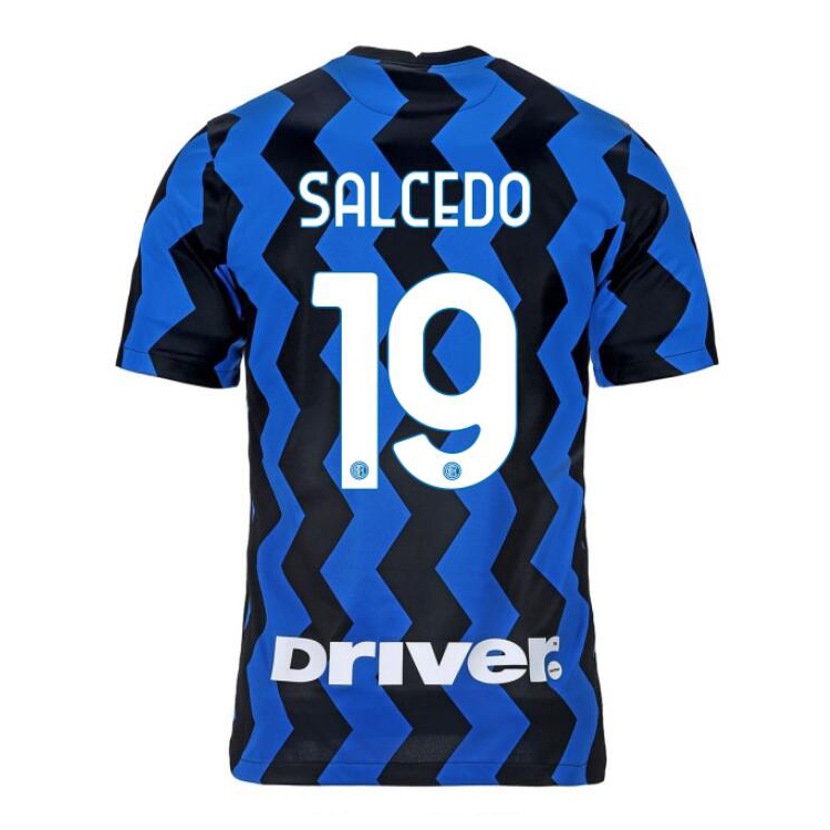 Kinder Fußball Eddie Salcedo #19 Heimtrikot Blau Schwarz Trikot 2020/21 Hemd