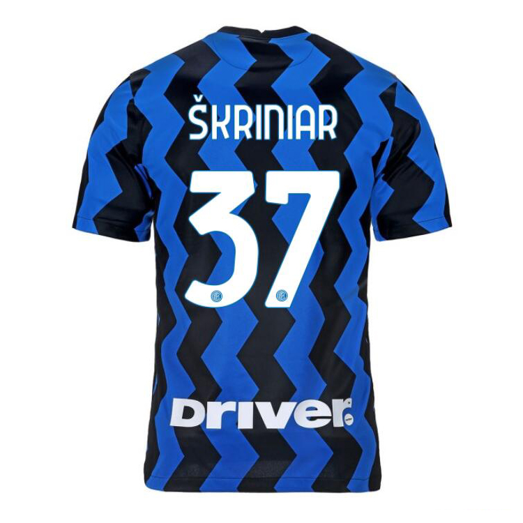 Kinder Fußball Milan Skriniar #37 Heimtrikot Blau Schwarz Trikot 2020/21 Hemd