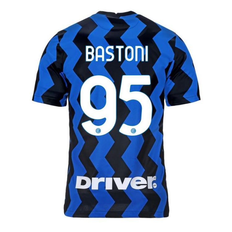 Kinder Fußball Alessandro Bastoni #95 Heimtrikot Blau Schwarz Trikot 2020/21 Hemd