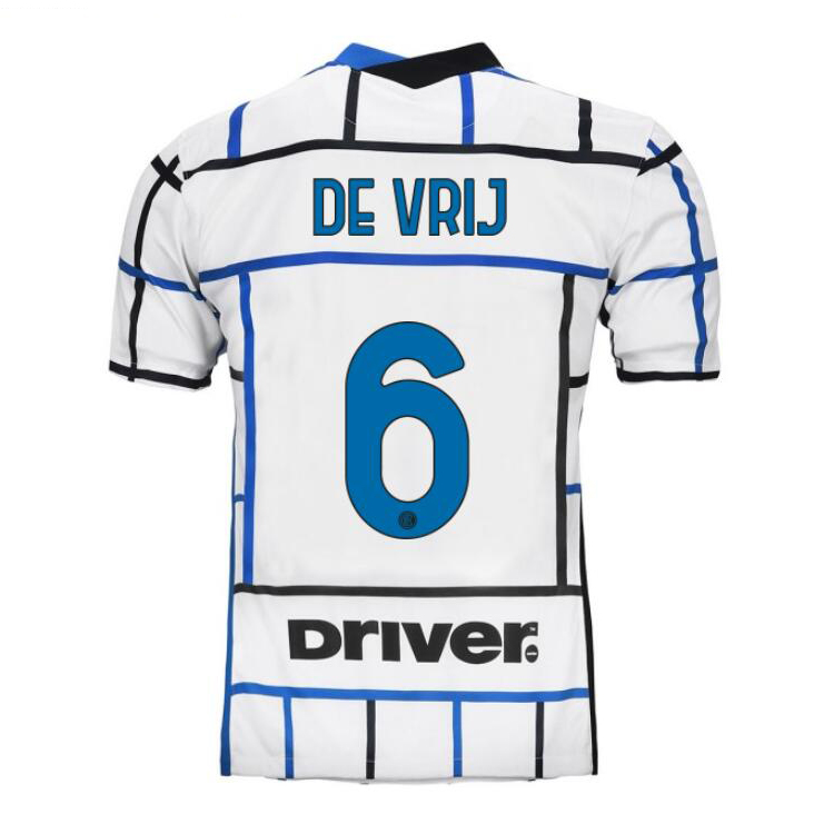 Kinder Fußball Stefan De Vrij #6 Auswärtstrikot Weiß Blau Trikot 2020/21 Hemd