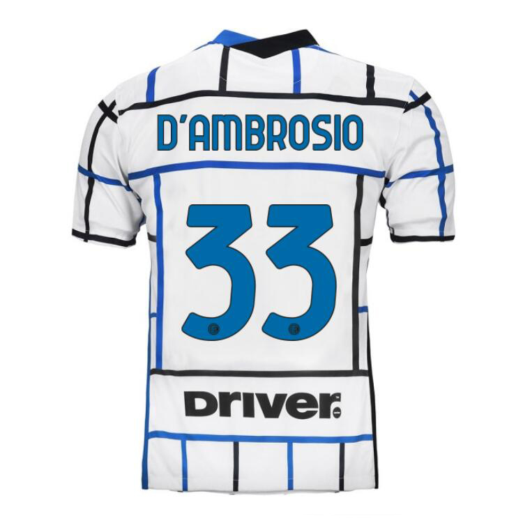 Kinder Fußball Danilo D'ambrosio #33 Auswärtstrikot Weiß Blau Trikot 2020/21 Hemd