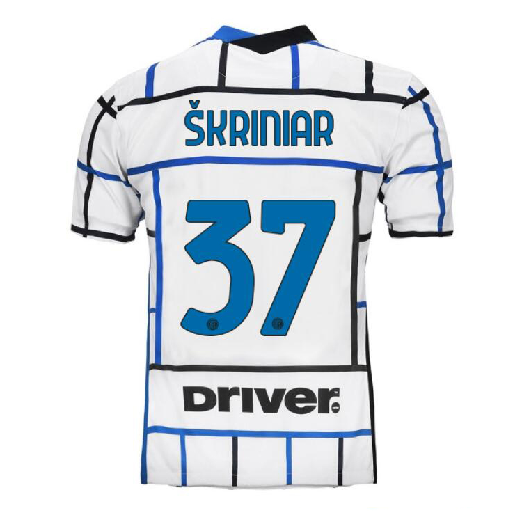 Kinder Fußball Milan Skriniar #37 Auswärtstrikot Weiß Blau Trikot 2020/21 Hemd