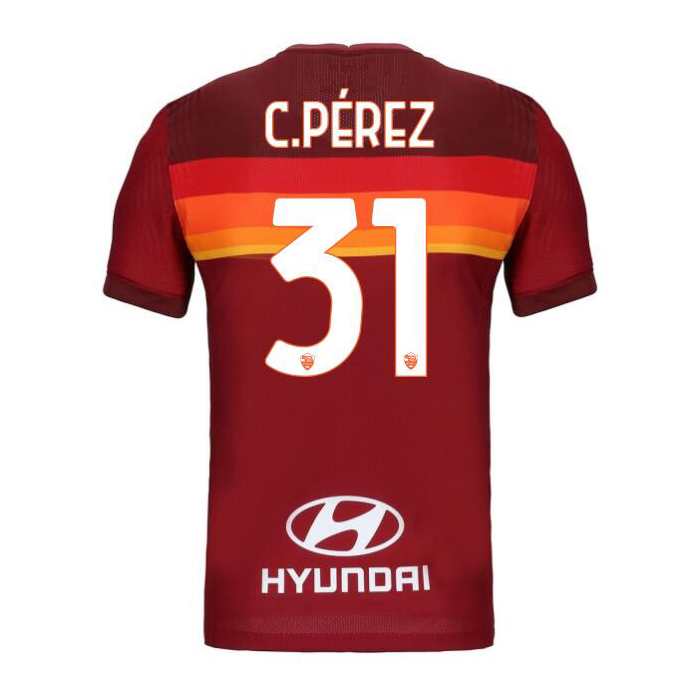 Kinder Fußball Carles Perez #31 Heimtrikot Rot Trikot 2020/21 Hemd