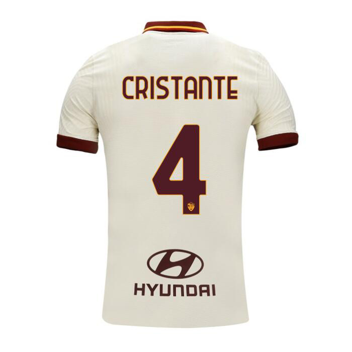 Kinder Fußball Bryan Cristante #4 Auswärtstrikot Champagner Trikot 2020/21 Hemd
