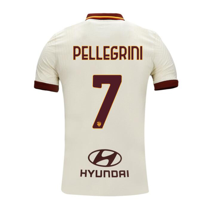 Kinder Fußball Lorenzo Pellegrini #7 Auswärtstrikot Champagner Trikot 2020/21 Hemd