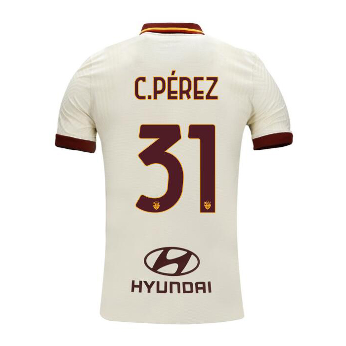 Kinder Fußball Carles Perez #31 Auswärtstrikot Champagner Trikot 2020/21 Hemd