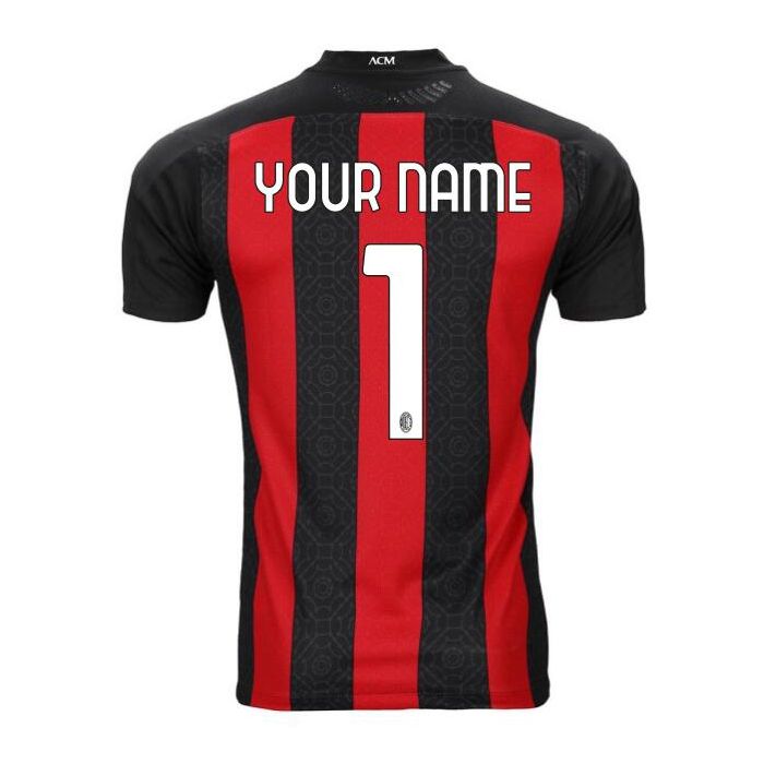 Kinder Fußball Dein Name #1 Heimtrikot Rot Schwarz Trikot 2020/21 Hemd
