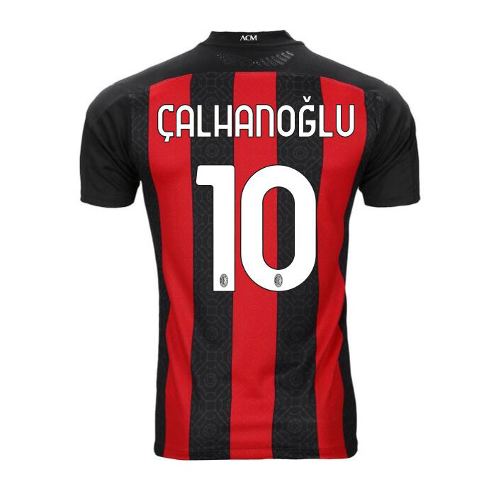 Kinder Fußball Hakan Calhanoglu #10 Heimtrikot Rot Schwarz Trikot 2020/21 Hemd