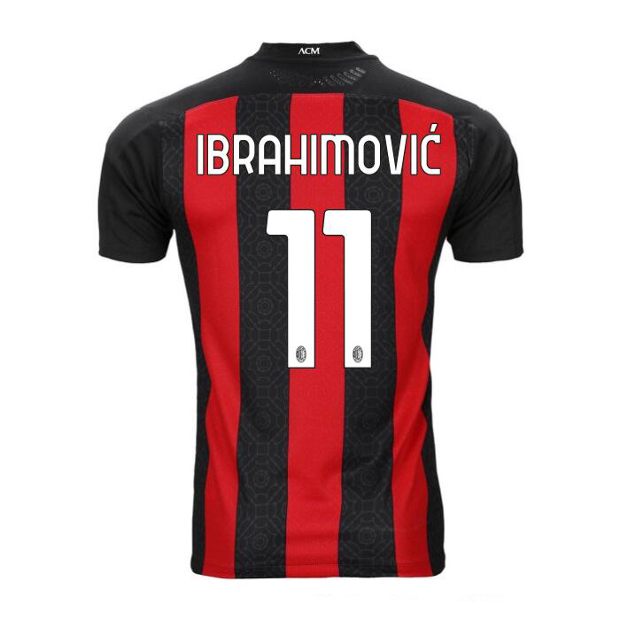 Kinder Fußball Zlatan Ibrahimovic #11 Heimtrikot Rot Schwarz Trikot 2020/21 Hemd