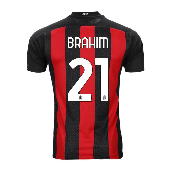 Kinder Fußball Brahim Diaz #21 Heimtrikot Rot Schwarz Trikot 2020/21 Hemd