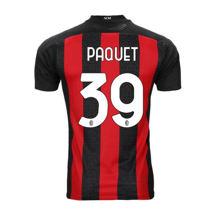 Kinder Fußball Lucas Paqueta #39 Heimtrikot Rot Schwarz Trikot 2020/21 Hemd