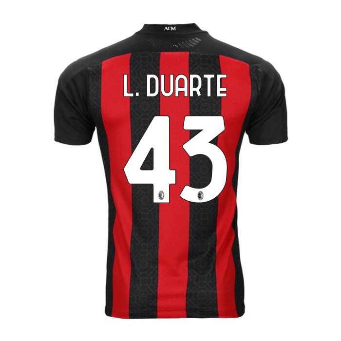 Kinder Fußball Leo Duarte #43 Heimtrikot Rot Schwarz Trikot 2020/21 Hemd