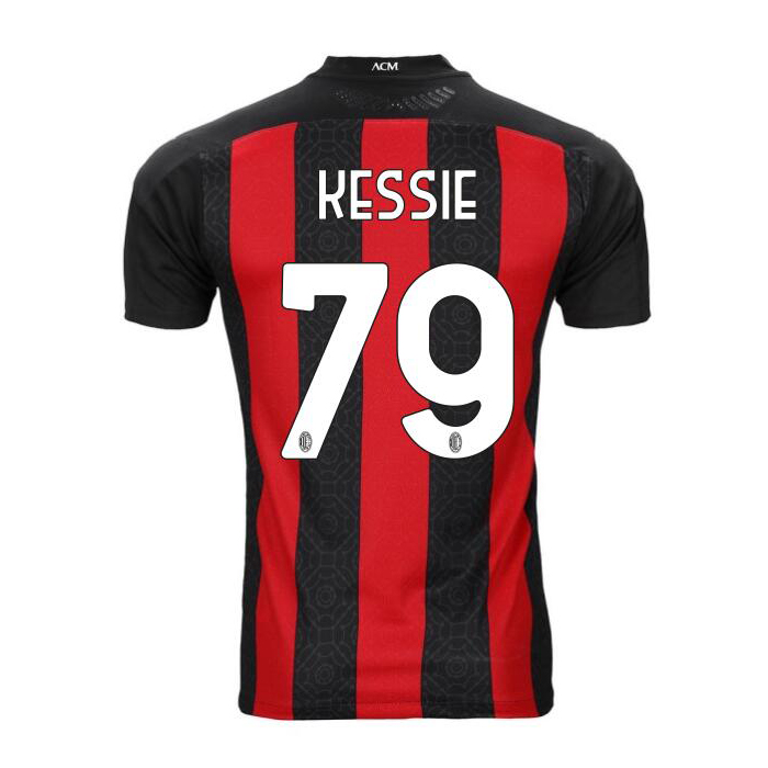 Kinder Fußball Franck Kessie #79 Heimtrikot Rot Schwarz Trikot 2020/21 Hemd