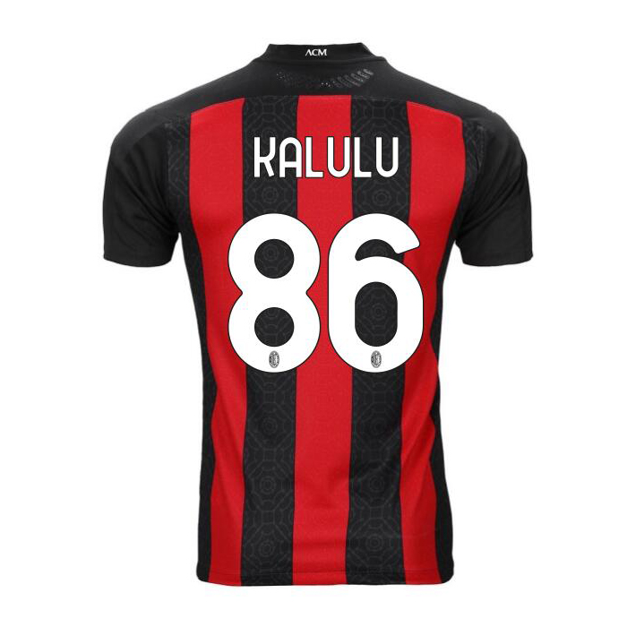 Kinder Fußball Pierre Kalulu #86 Heimtrikot Rot Schwarz Trikot 2020/21 Hemd