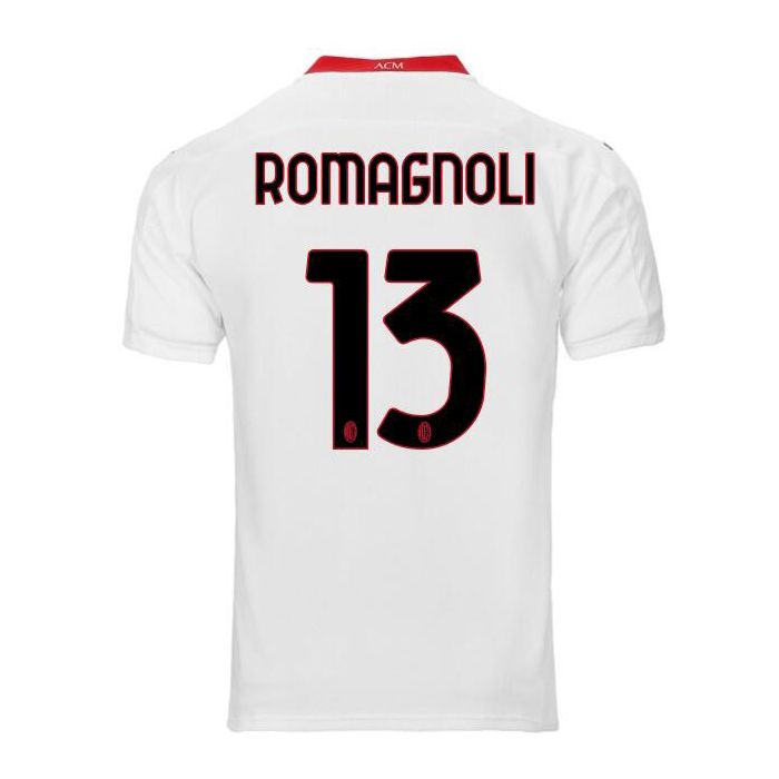 Kinder Fußball Alessio Romagnoli #13 Auswärtstrikot Weiß Trikot 2020/21 Hemd