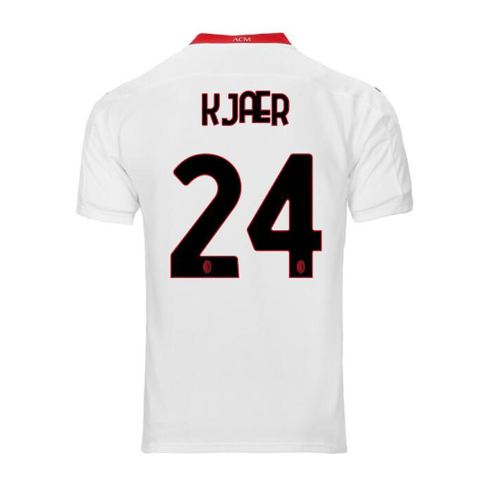 Kinder Fußball Simon Kjaer #24 Auswärtstrikot Weiß Trikot 2020/21 Hemd