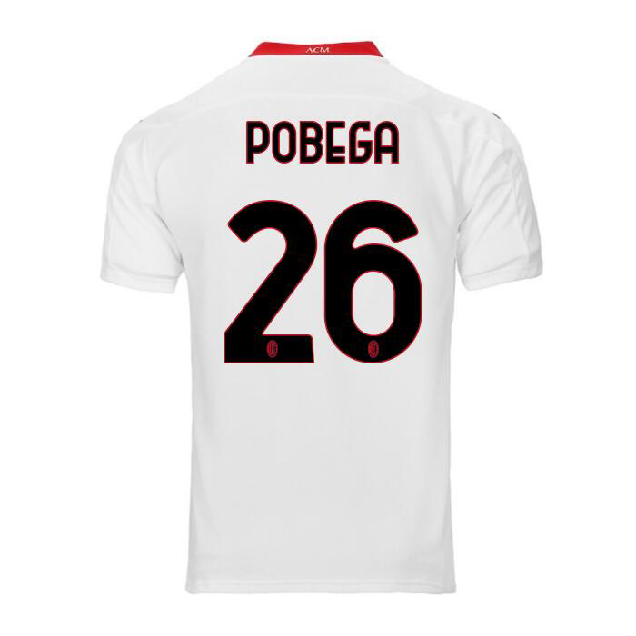 Kinder Fußball Tommaso Pobega #26 Auswärtstrikot Weiß Trikot 2020/21 Hemd