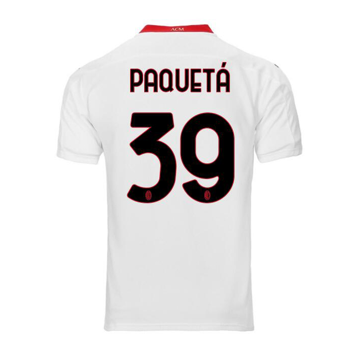 Kinder Fußball Lucas Paqueta #39 Auswärtstrikot Weiß Trikot 2020/21 Hemd