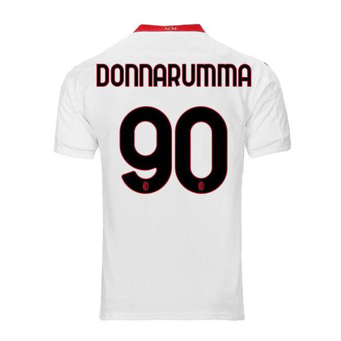 Kinder Fußball Antonio Donnarumma #90 Auswärtstrikot Weiß Trikot 2020/21 Hemd