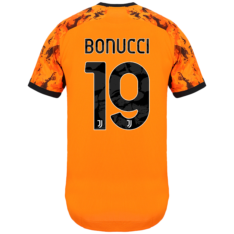 Kinder Fußball Leonardo Bonucci #19 Ausweichtrikot Orange Trikot 2020/21 Hemd