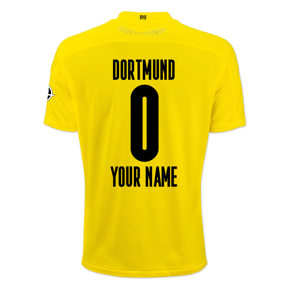 Kinder Fußball Dein Name #0 Heimtrikot Gelb Schwarz Trikot 2020/21 Hemd