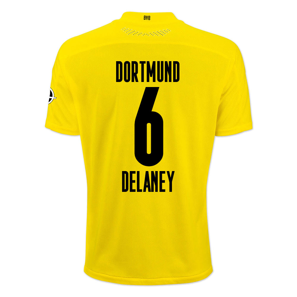 Kinder Fußball Thomas Delaney #6 Heimtrikot Gelb Schwarz Trikot 2020/21 Hemd