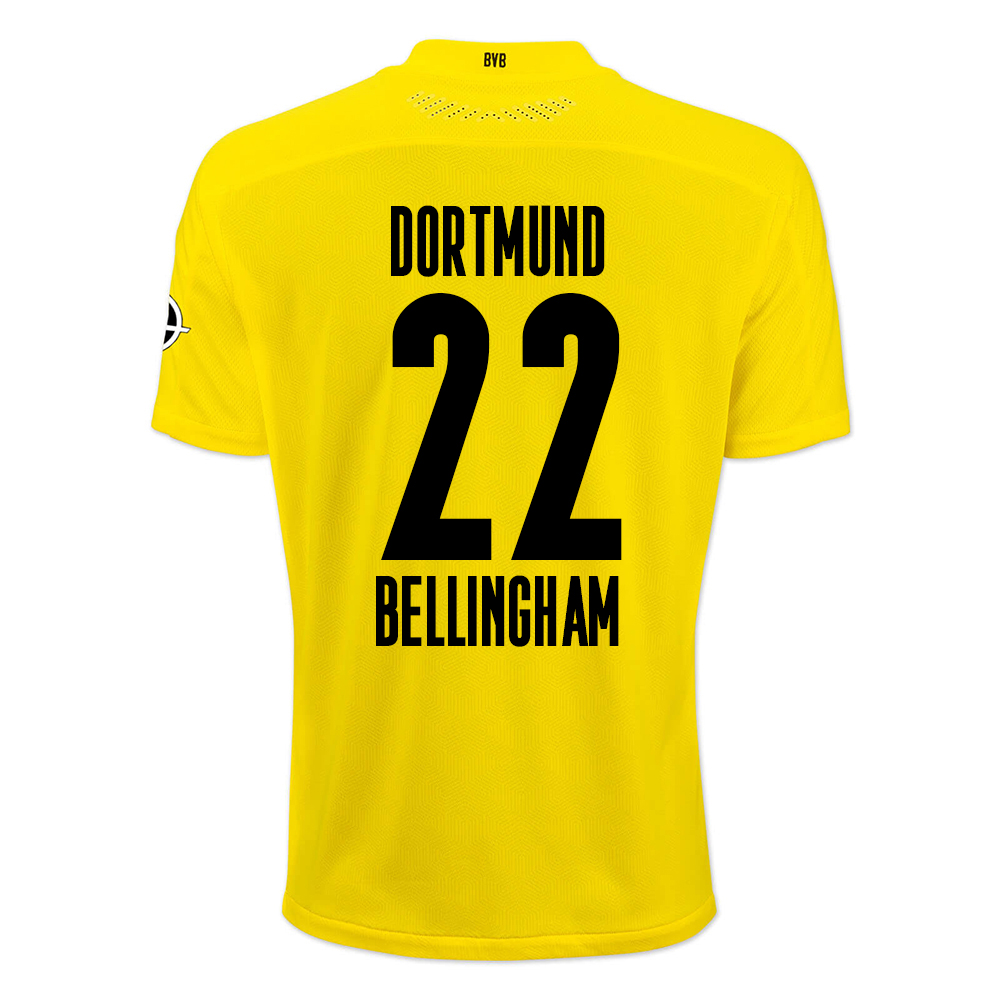 Kinder Fußball Jude Bellingham #22 Heimtrikot Gelb Schwarz Trikot 2020/21 Hemd