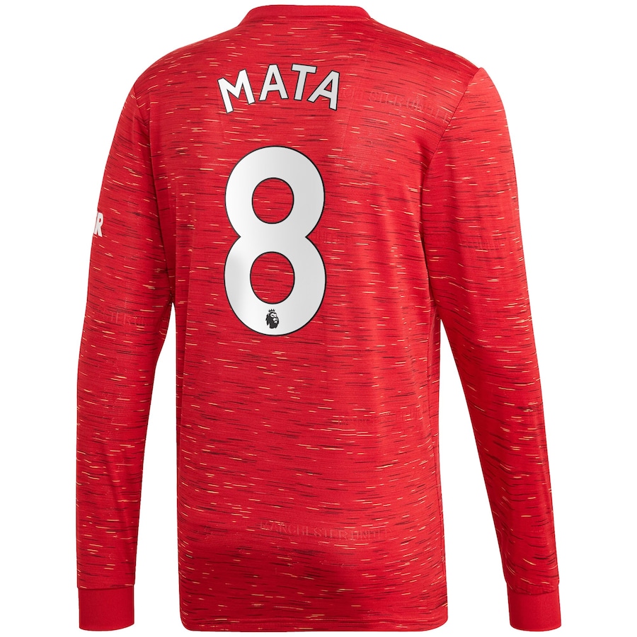 Kinder Fußball Juan Mata #8 Heimtrikot Rot Long Sleeve Trikot 2020/21 Hemd