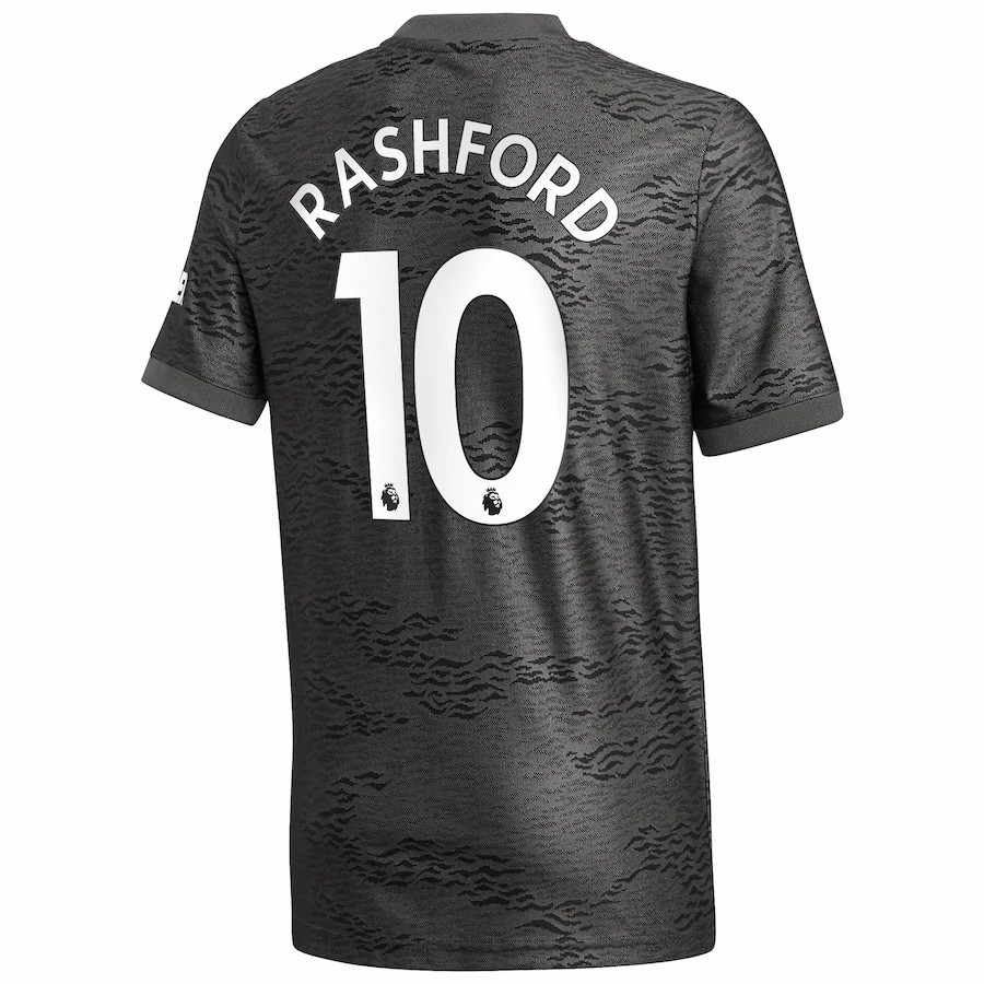 Kinder Fußball Marcus Rashford #10 Auswärtstrikot Schwarz Trikot 2020/21 Hemd