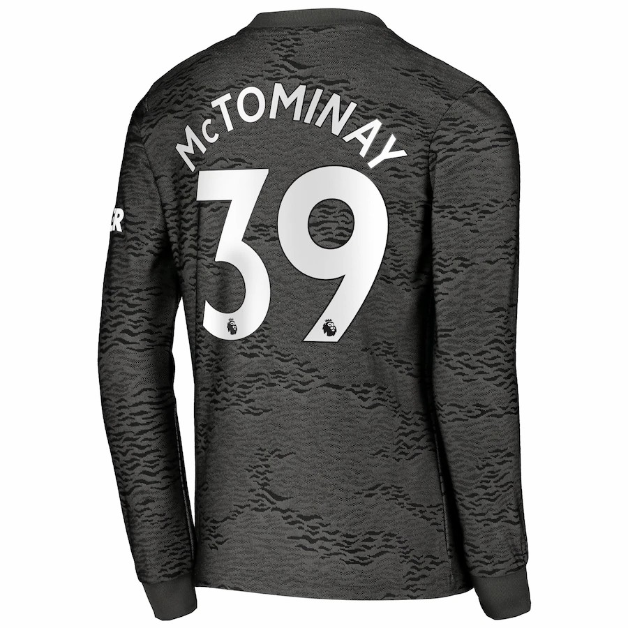 Kinder Fußball Scott Mctominay #39 Auswärtstrikot Schwarz Long Sleeve Trikot 2020/21 Hemd