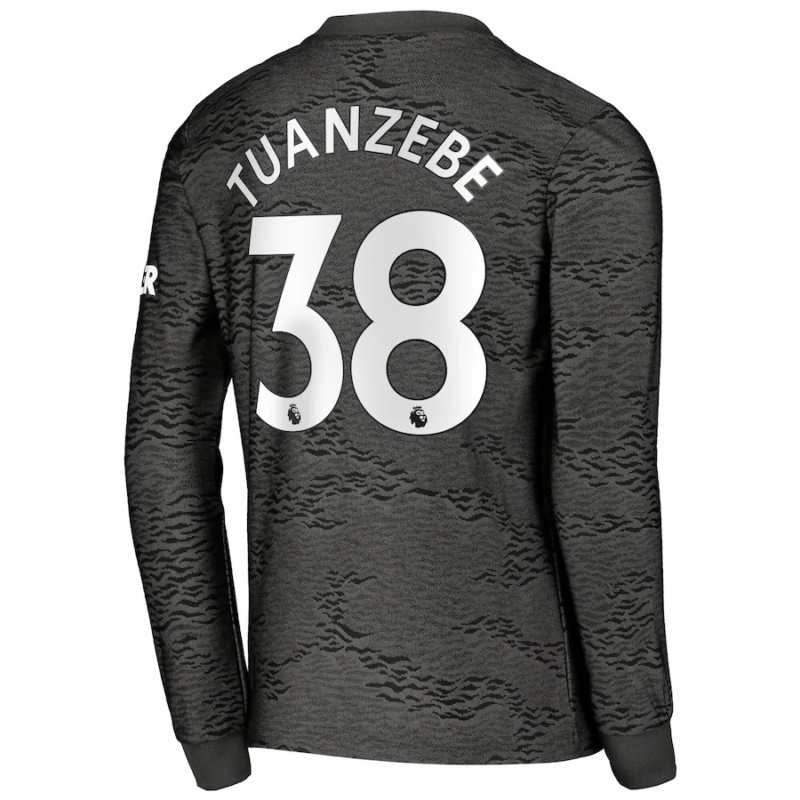 Kinder Fußball Axel Tuanzebe #38 Auswärtstrikot Schwarz Long Sleeve Trikot 2020/21 Hemd