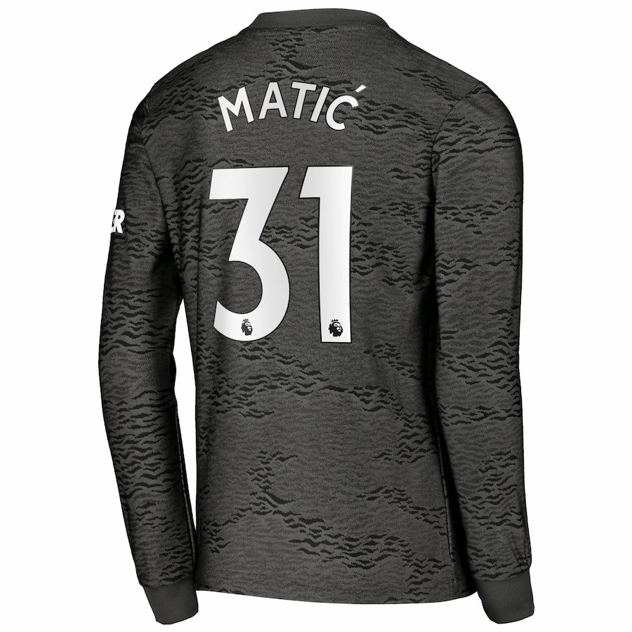 Kinder Fußball Nemanja Matic #31 Auswärtstrikot Schwarz Long Sleeve Trikot 2020/21 Hemd