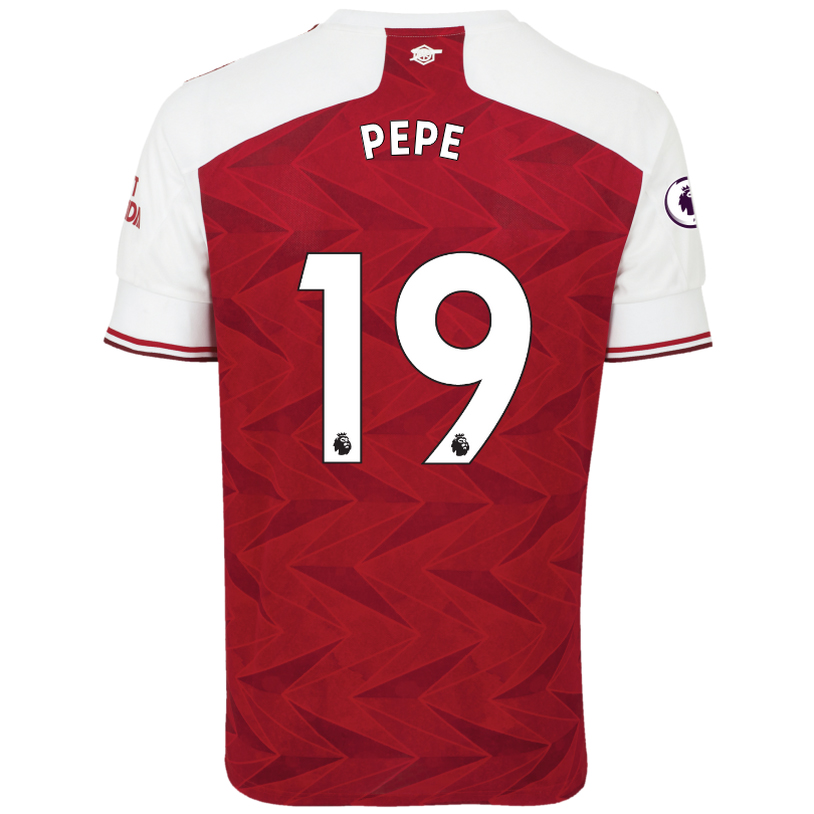 Kinder Fußball Nicolas Pepe #19 Heimtrikot Rot Trikot 2020/21 Hemd