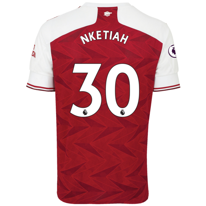 Kinder Fußball Eddie Nketiah #30 Heimtrikot Rot Trikot 2020/21 Hemd