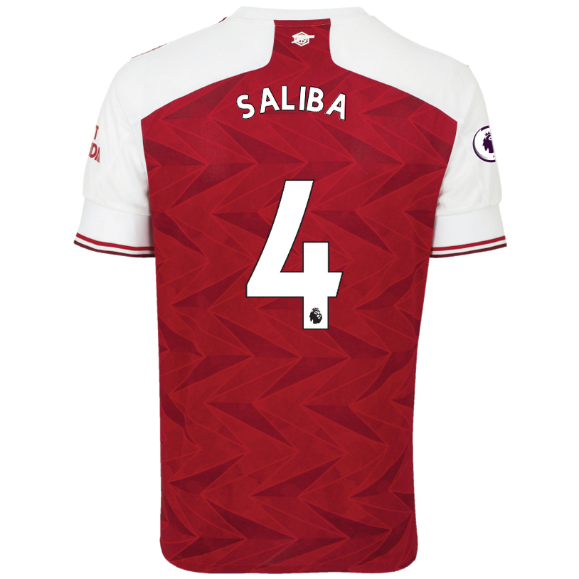Kinder Fußball William Saliba #4 Heimtrikot Rot Trikot 2020/21 Hemd