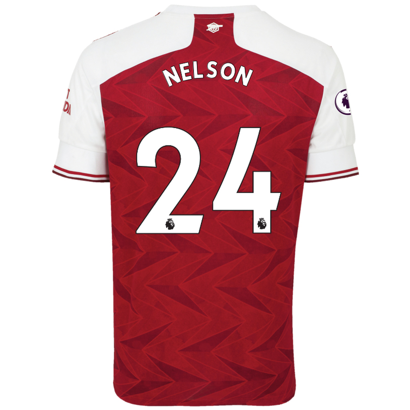 Kinder Fußball Reiss Nelson #24 Heimtrikot Rot Trikot 2020/21 Hemd