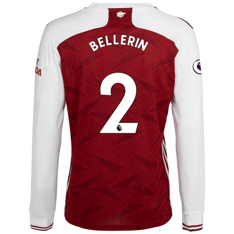 Kinder Fußball Hector Bellerin #2 Heimtrikot Weiß Rot Long Sleeved Shirt 2020/21 Hemd