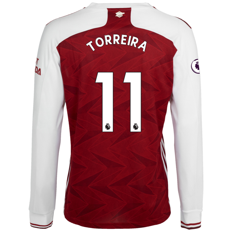 Kinder Fußball Lucas Torreira #11 Heimtrikot Weiß Rot Long Sleeved Shirt 2020/21 Hemd