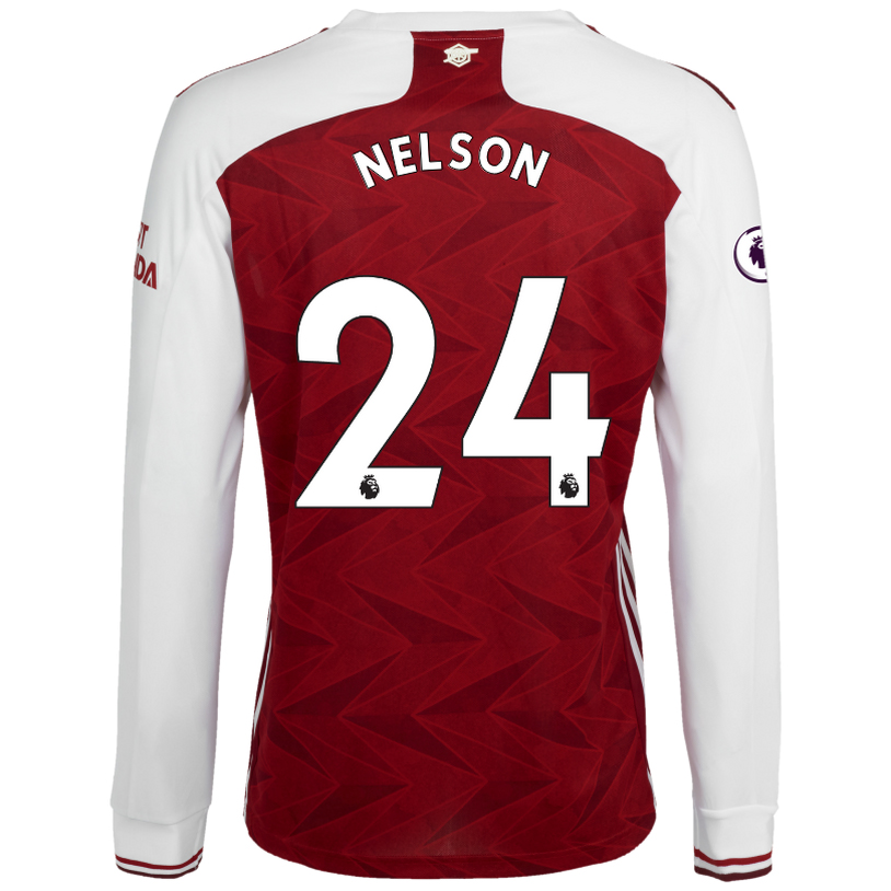 Kinder Fußball Reiss Nelson #24 Heimtrikot Weiß Rot Long Sleeved Shirt 2020/21 Hemd