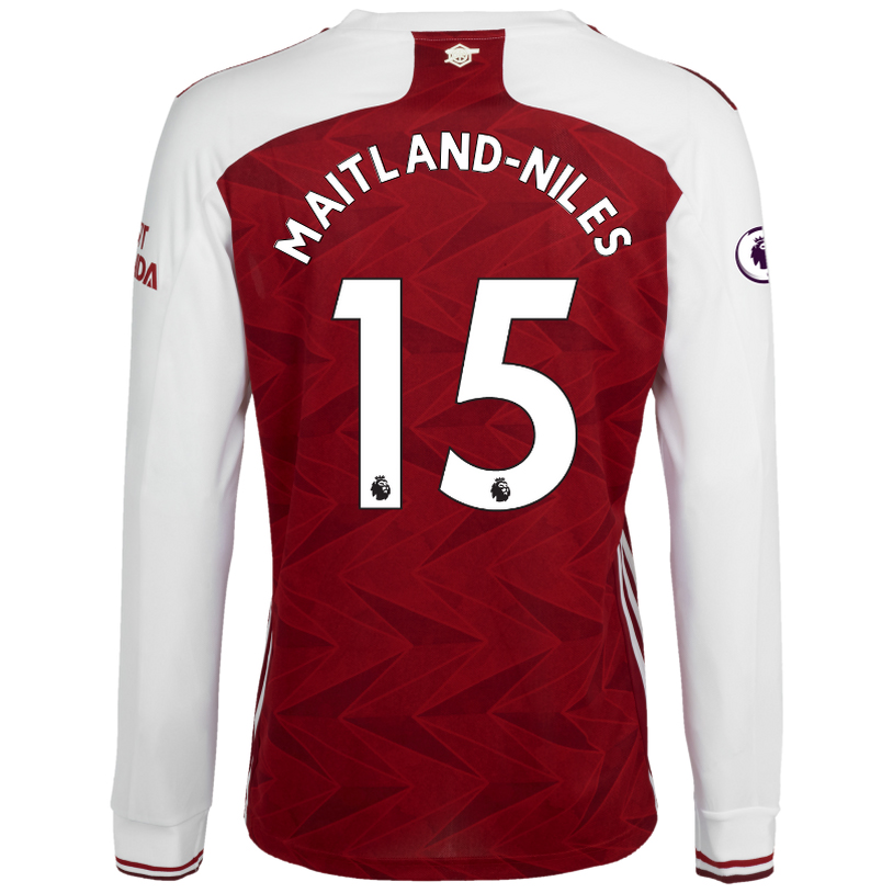 Kinder Fußball Ainsley Maitland-niles #15 Heimtrikot Weiß Rot Long Sleeved Shirt 2020/21 Hemd