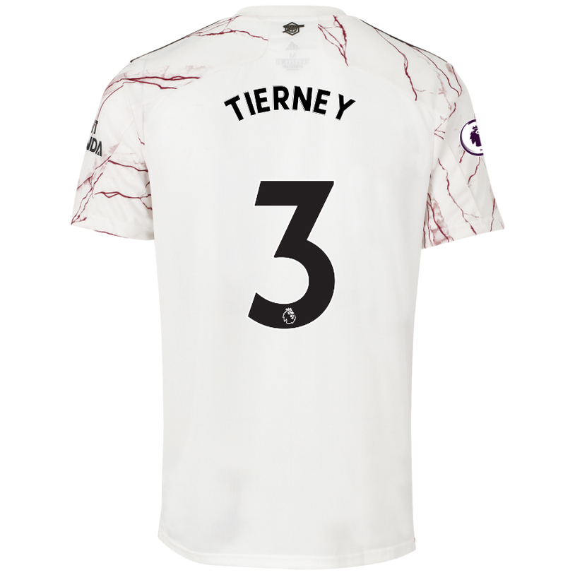 Kinder Fußball Kieran Tierney #3 Auswärtstrikot Weiß Trikot 2020/21 Hemd