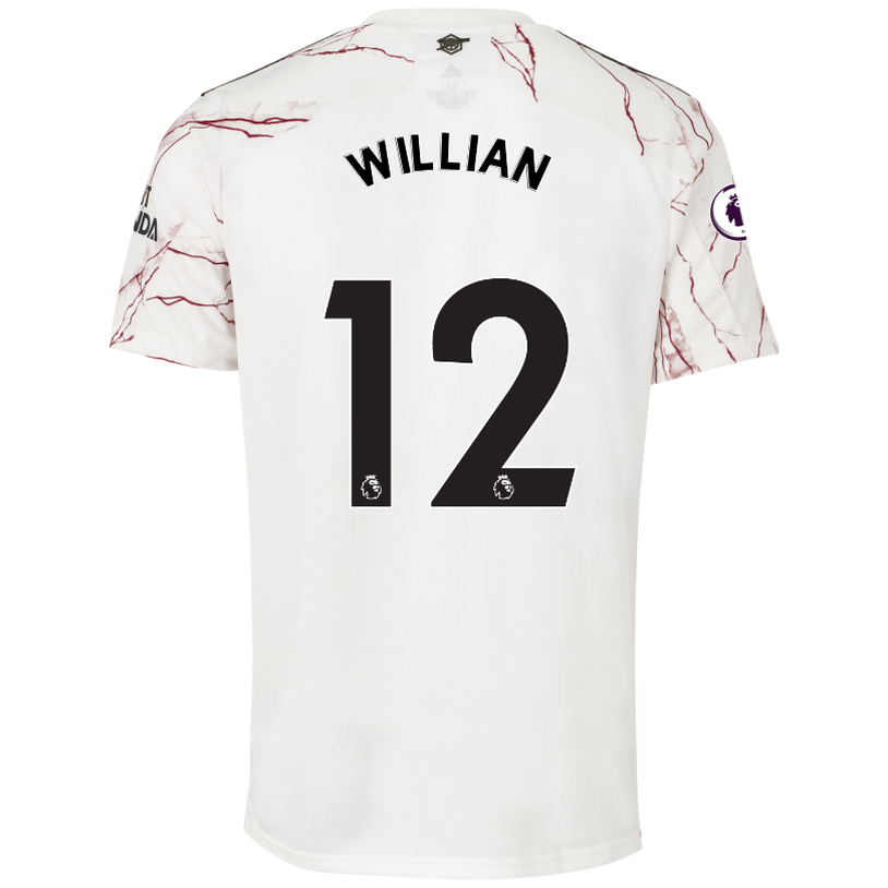 Kinder Fußball Willian #12 Auswärtstrikot Weiß Trikot 2020/21 Hemd