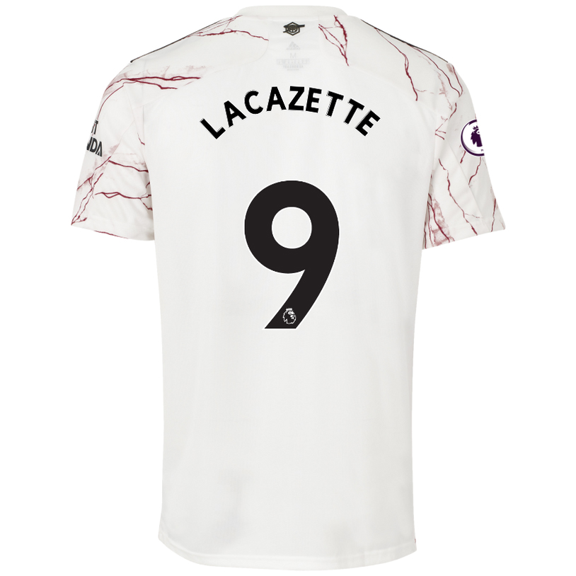Kinder Fußball Alexandre Lacazette #9 Auswärtstrikot Weiß Trikot 2020/21 Hemd