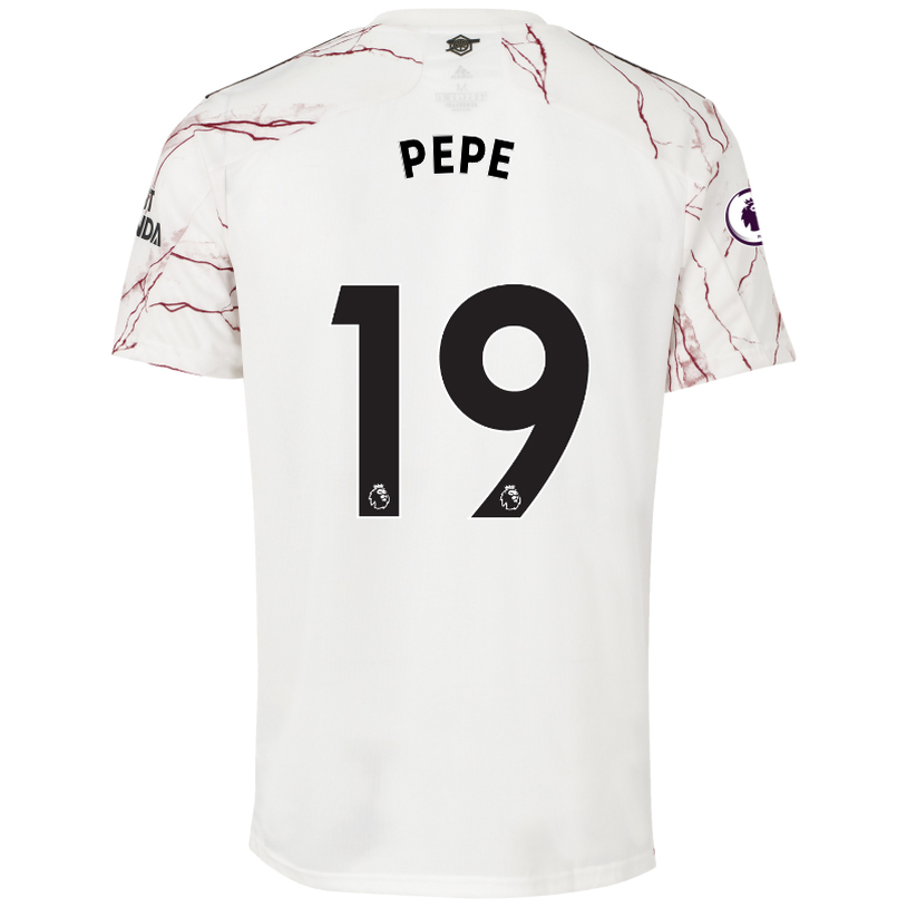 Kinder Fußball Nicolas Pepe #19 Auswärtstrikot Weiß Trikot 2020/21 Hemd
