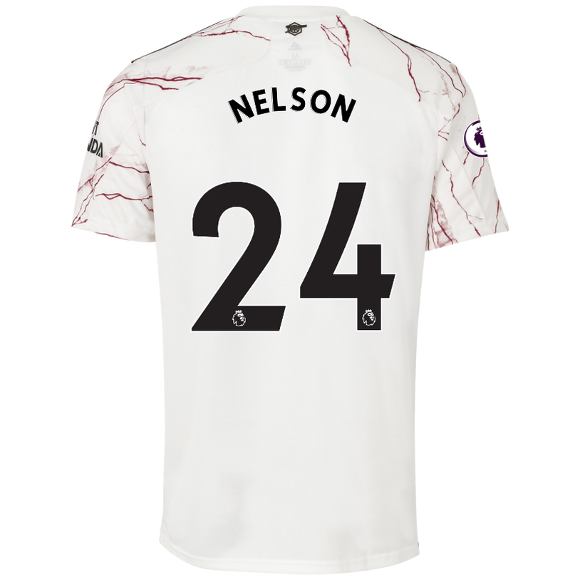 Kinder Fußball Reiss Nelson #24 Auswärtstrikot Weiß Trikot 2020/21 Hemd