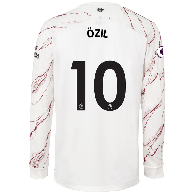 Kinder Fußball Mesut Ozil #10 Auswärtstrikot Weiß Long Sleeved Shirt 2020/21 Hemd