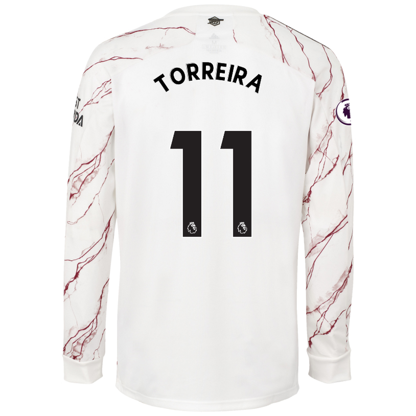 Kinder Fußball Lucas Torreira #11 Auswärtstrikot Weiß Long Sleeved Shirt 2020/21 Hemd